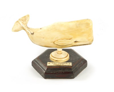 Lot 422 - A 19TH CENTURY SAILOR'S WHALE TOOTH SCULPTURE ON STAND