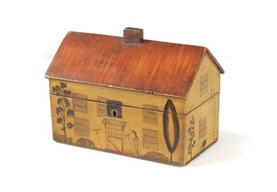 Lot 339 - A GOOD GEORGIAN STYLE TEA CADDY IN THE FORM OF A HOUSE