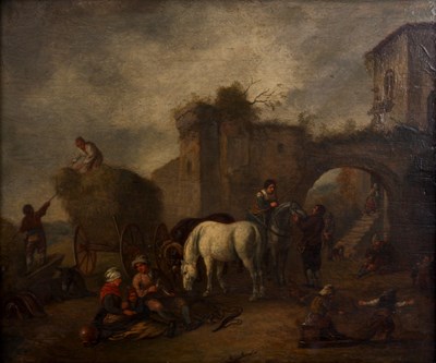 Lot 405 - AN 18th/19th CENTURY DUTCH OIL PANEL country...