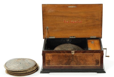 Lot 525 - AN UNUSUAL 19TH CENTURY WALNUT CASED POLYPHONE “THE IMPERIAL”