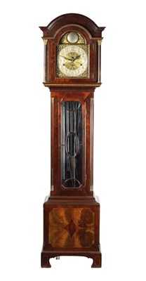 Lot 677 - AN EDWARDIAN TUBE CHIMING MAHOGANY AND BOXWOOD STRUNG LONGCASE CLOCK