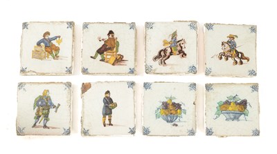 Lot 63 - A COLLECTION OF EIGHT 18TH CENTURY POLYCHROME DELFT TILES