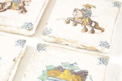 Lot 63 - A COLLECTION OF EIGHT 18TH CENTURY POLYCHROME DELFT TILES