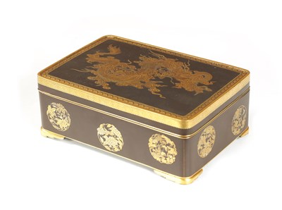 Lot 115 - A FINE JAPANESE MEIJI-PERIOD IRONWORK INLAID BOX BY KOMAI