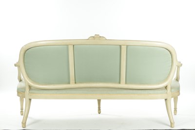 Lot 924 - A REGENCY HEPPLEWHITE STYLE PAINTED THREE-SEATER SETTEE