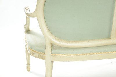 Lot 924 - A REGENCY HEPPLEWHITE STYLE PAINTED THREE-SEATER SETTEE