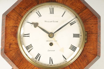 Lot 733 - WILLIAM YOUNG, ABCHURCH LANE, LONDON. A RARE 19TH CENTURY 6” CONVEX ROSEWOOD DROP DIAL WALL CLOCK