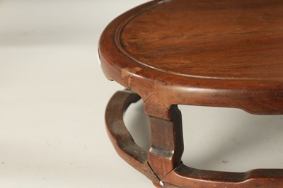 Lot 604 - A 19TH CENTURY CHINESE HARDWOOD OVAL SHAPED JARDINIERE STAND