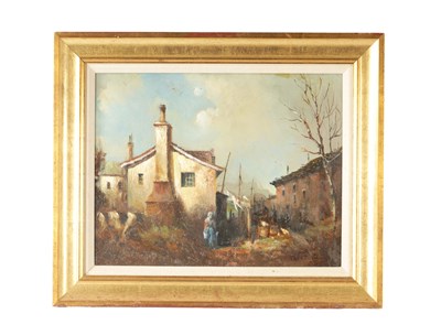 Lot 223 - C. PEAKE. A 20TH CENTURY OIL ON BOARD FARM HOUSE SCENE