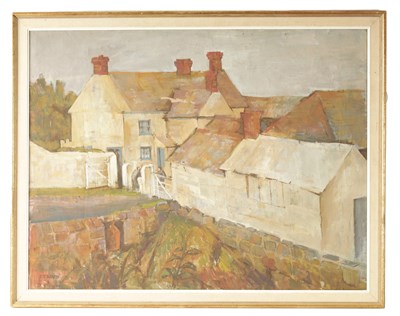 Lot 544 - FRANK STEWARD. A 20TH CENTURY OIL ON CANVAS “FARM AT THE LIZARD”