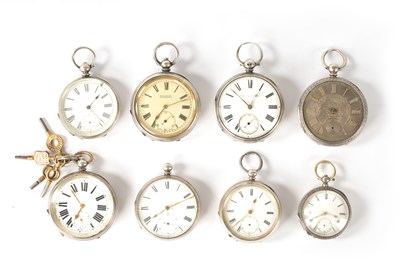 Lot 243 - A COLLECTION  OF EIGHT SILVER CASED OPEN FACE GENTLEMAN’S POCKET WATCHES