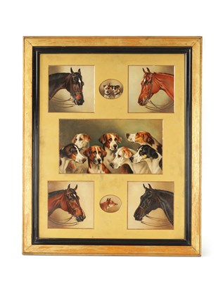 Lot 600 - ALFRED WHEELER (BRITISH, 1852-1932) A FINE FRAMED SET OF SEVEN FOX HUNTING OIL PORTRAIT STUDIES ON BOARD