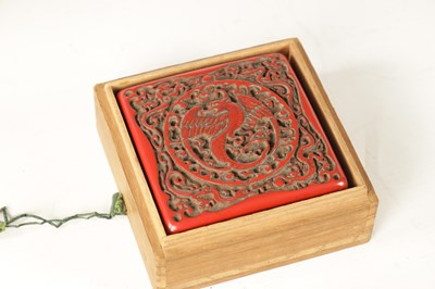 Lot 108 - AN 18TH/19TH CENTURY CHINESE CINNABAR CARVED LACQUERWORK BOX