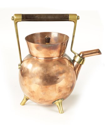 Lot 505 - AN ARTS AND CRAFTS BENHAM AND FROUD COPPER TEA KETTLE AFTER DESIGNS BY CHRISTOPHER DRESSER