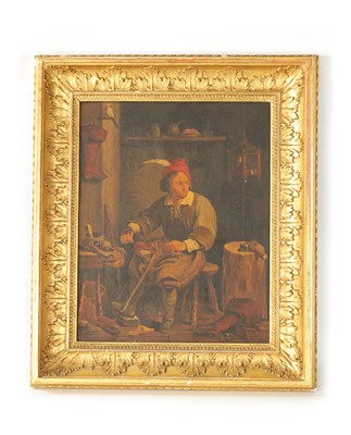 Lot 562 - A 19TH CENTURY OIL ON CANVAS 'THE SHOEMAKER'