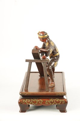 Lot 74 - A FINE MEIJI GILT PATINATED BRONZE AND MIXED METAL FIGURAL SCULPTURE OF LARGE SIZE BY MIYAO