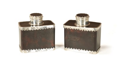 Lot 362 - A PAIR OF EARLY 20TH CENTURY TORTOISESHELL AND SILVER MOUNTED TEA-CADDIES