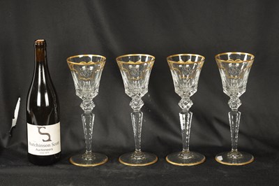 Lot 14 - A SET OF FOUR ST LOUIS CRYSTAL CUT GLASS WINE GLASSES