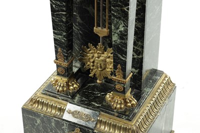 Lot 1232 - A LATE 19TH CENTURY FRENCH EMPIRE STYLE ORMOLU MOUNTED MARBLE PEDESTAL CLOCK