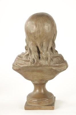 Lot 486 - AFTER JEAN ANTOINE HOUDON. A 19TH CENTURY TERRACOTTA BUST OF A YOUNG GIRL