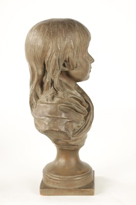 Lot 486 - AFTER JEAN ANTOINE HOUDON. A 19TH CENTURY TERRACOTTA BUST OF A YOUNG GIRL