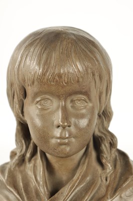 Lot 486 - AFTER JEAN ANTOINE HOUDON. A 19TH CENTURY TERRACOTTA BUST OF A YOUNG GIRL