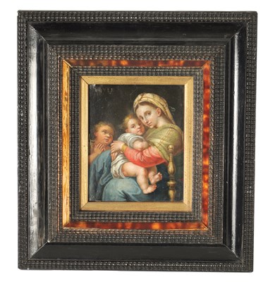 Lot 589 - AN 18TH CENTURY OIL ON COPPER OF THE VIRGIN MARY AND CHILD AFTER RAPHAEL