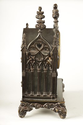 Lot 629 - PETER HAY, EDINBURGH. A BRONZE CASED DOUBLE FUSEE MANTEL CLOCK