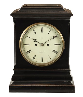 Lot 710 - THOMAS YATES, PRESTON. AN EBONISED DOUBLE FUSEE BRACKET CLOCK