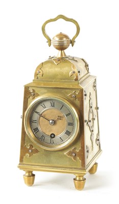 Lot 647 - A LATE 19TH CENTURY FRENCH INDUSTRIAL GOTHIC STYLE MANTEL CLOCK FORMED AS A HANGING LANTERN