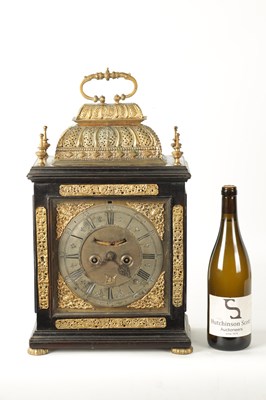 Lot 776 - STEPHEN ASSELIN, LONDON. A LATE 17TH CENTURY EBONISED DOUBLE BASKET TOP EIGHT-DAY VERGE BRACKET CLOCK