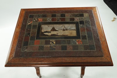 Lot 831 - A GOOD LATE 19TH CENTURY SPECIMEN MARBLE AND OAK FRAMED  SIDE TABLE IN THE MANNER OF HOLAND AND SONS