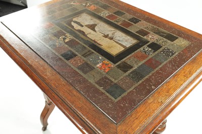 Lot 831 - A GOOD LATE 19TH CENTURY SPECIMEN MARBLE AND OAK FRAMED  SIDE TABLE IN THE MANNER OF HOLAND AND SONS