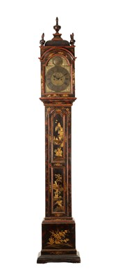 Lot 700 - H.ROBERT LONDON AN 18TH CENTURY EIGHT DAY SCARLET LACQUER CHINOISERIE DECORATED  LONGCASE CLOCK