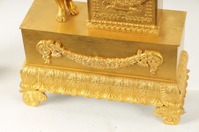 Lot 684 - CHAPPE A’PARIS. A 19TH CENTURY FRENCH GILT ORMOLU FIGURAL MANTEL CLOCK WITH AUTOMATON ROCKING BEE