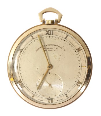 Lot 254 - A 1950'S 9CT GOLD OPEN FACED POCKET WATCH