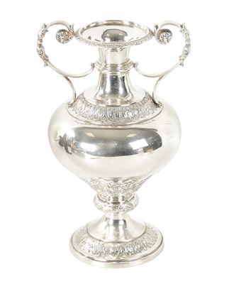 Lot 278 - AN EARLY 20TH CENTURY SILVER BULBOUS TWO-HANDLED VASE