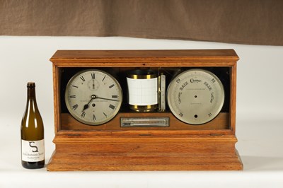 Lot 1270 - I.P. CUTTS SUTTON & SONS, SHEFFIELD. A LATE 19TH CENTURY OAK CASED WEATHER STATION BAROGRAPH