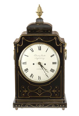 Lot 670 - ELLICOTT & SMITH, 17 ROYAL EXCHANGE, LONDON. A REGENCY BRASS INLAID EBONISED BRACKET CLOCK