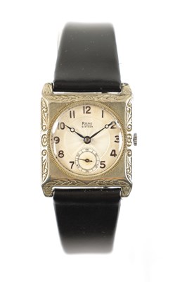 Lot 261 - A 1930’S NICKEL SQUARE CASED RONE SIXTEEN WRISTWATCH