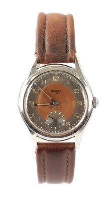 Lot 226 - A GENTLEMAN’S 1950’S STEEL MUROS INCABLOC WRISTWATCH