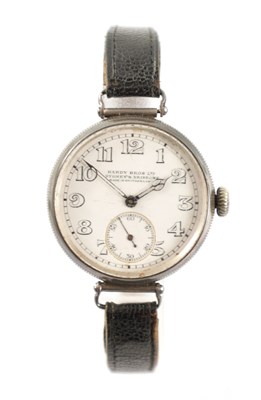 Lot 223 - OF AUSTRALIAN INTEREST. A WWI SILVER CASED TRENCH WATCH SIGNED ‘HARDY BROS. LTD. SYDNEY AND BRISBANE’