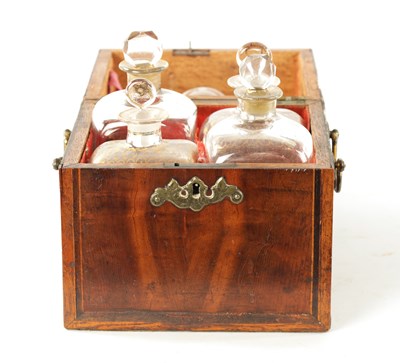 Lot 338 - AN EARLY 18TH CENTURY INLAID YEW WOOD VENEERED DECANTER BOX