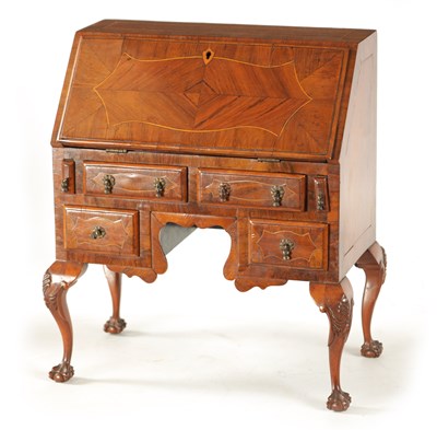 Lot 356 - A GEORGE II STYLE MINIATURE WALNUT BUREAU