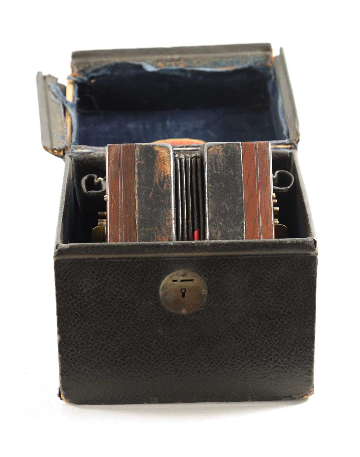 Lot 536 - PROBABLY BY WHEATSTONE. A NICKEL BUTTONED CONCERTINA