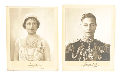 Lot 547 - A PAIR OF SIGNED PHOTOGRAPHS OF KING GEORGE VI AND HIS WIFE ELIZABETH