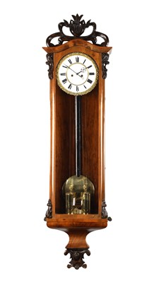 Lot 644 - A 19TH CENTURY BIEDERMEIER VIENNA EIGHT DAY WALL CLOCK