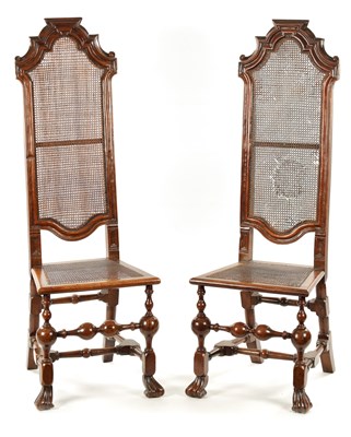 Lot 913 - A PAIR OF WILLIAM AND MARY WALNUT BERGERE SIDE CHAIRS