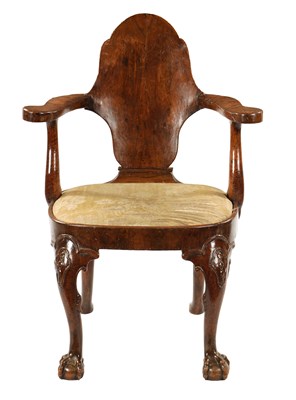 Lot 848 - A GEORGE I WALNUT ARMCHAIR