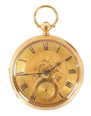 Lot 253 - A LATE 19TH CENTURY 18CT GOLD OPEN FACED FUSEE POCKET WATCH